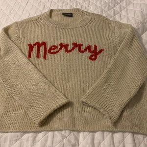 Wooden Ships Merry cream and red sweater